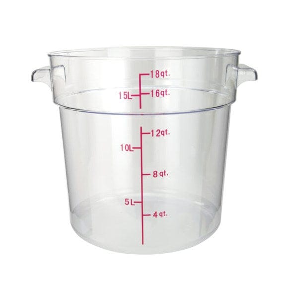 Winco Storage & Transport Each Winco PCRC-18 18 Quart Clear Round Polycarbonate Food Storage Container with Handles | Denson CFE