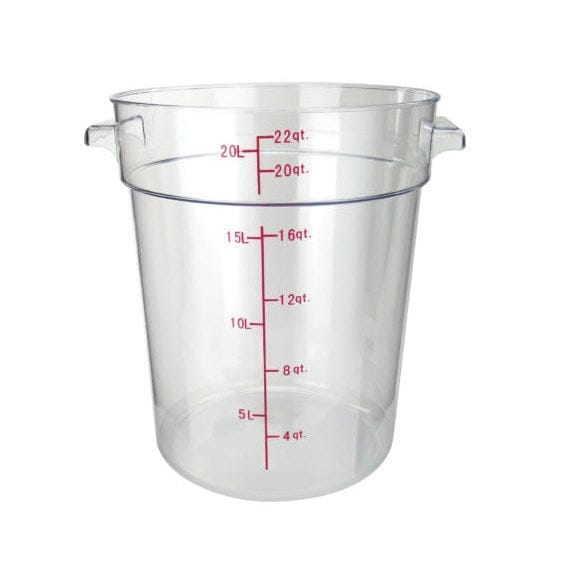 Winco Storage & Transport Each Winco PCRC-22 22 Quart Clear Round Food Storage Container with Handles and Graduation Markings | Denson CFE