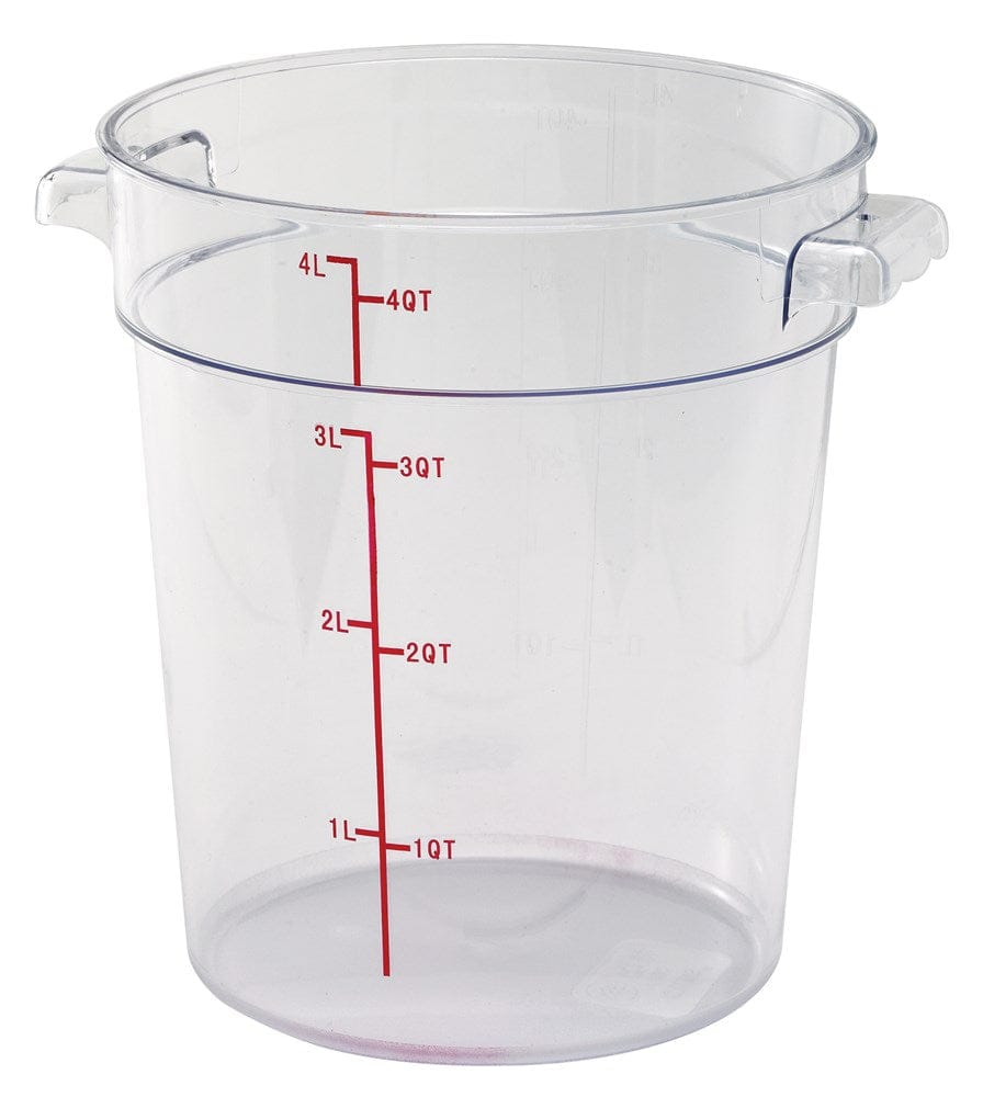 Winco Storage & Transport Each Winco PCRC-4 4 Quart Round Clear Polycarbonate Food Storage Container with Handles | Denson CFE