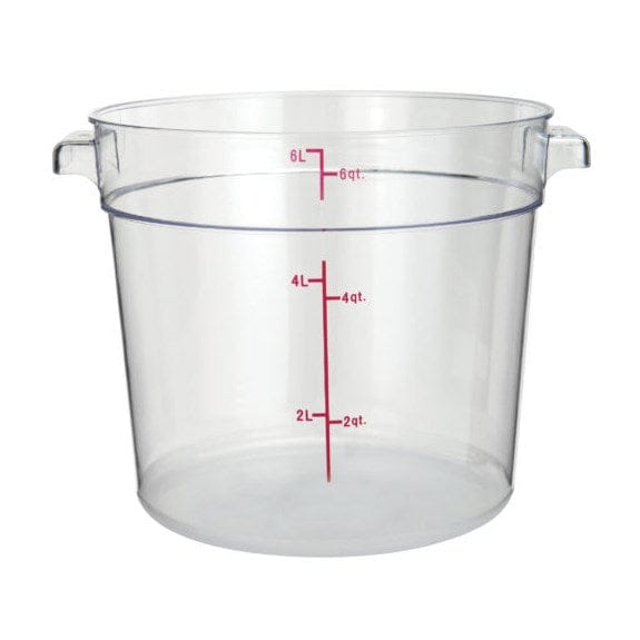 Winco Storage & Transport Each Winco PCRC-6 6 Quart Round Clear Polycarbonate Food Storage Container with Handles | Denson CFE