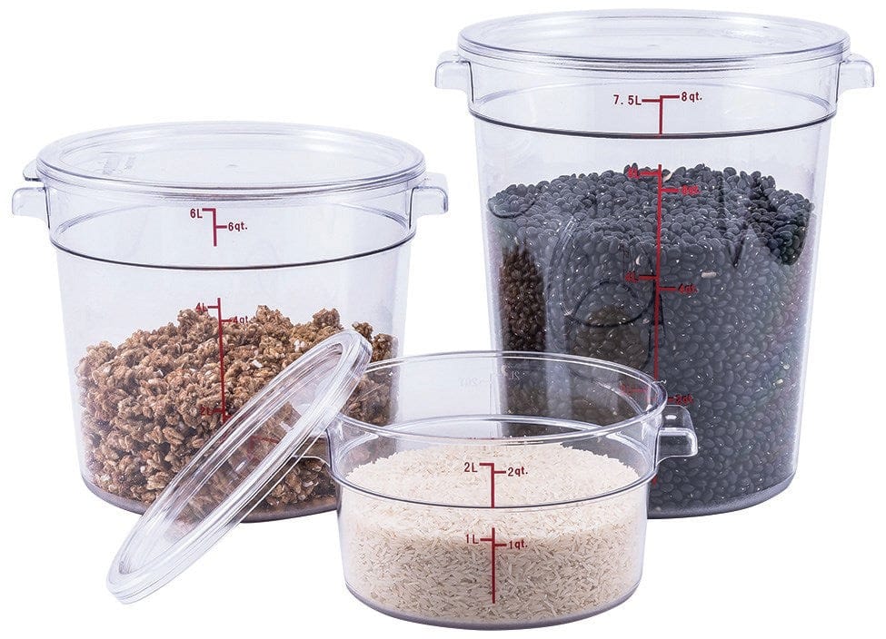Winco Storage & Transport Each Winco PCRC-8 Clear Round Polycarbonate Food Storage Container 8 Quart | Denson CFE