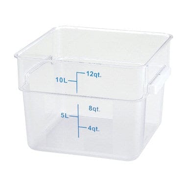 Winco Storage & Transport Each Winco PCSC-12C 12 Quart Clear Square Storage Container with Built-in Handles and Graduation Markings | Denson CFE