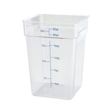 Winco Storage & Transport Each Winco PCSC-22C 22 Quart Square Clear Storage Container with Graduation Markings and Built-In Handles | Denson CFE