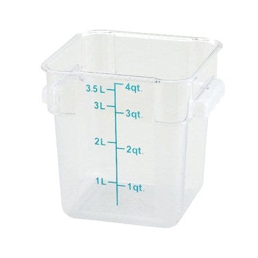 Winco Storage & Transport Each Winco PCSC-4C 4 Quart Square Clear Storage Container with Handles and Graduation Markings | Denson CFE