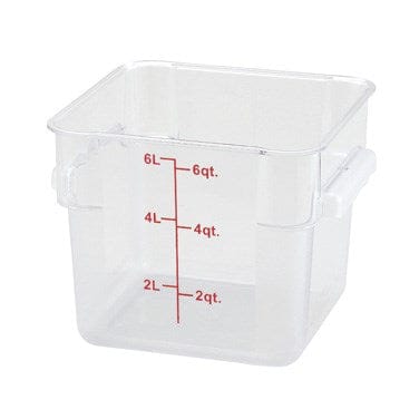 Winco Storage & Transport Each Winco PCSC-6C 6 Quart Square Clear Storage Container with Handles | Denson CFE