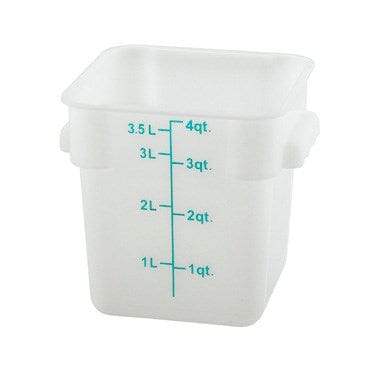 Winco Storage & Transport Each Winco PESC-4 4 Quart Square Food Storage Container White | Denson CFE