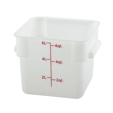 Winco Storage & Transport Each Winco PESC 6 Quart White Square Food Storage Container | Denson CFE