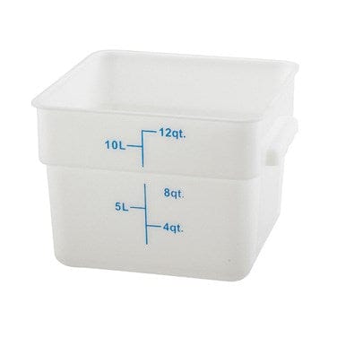 Winco Storage & Transport Each Winco PESC12 12 Quart White Square Food Storage Container with Built-In Handles and Graduation Markings | Denson CFE