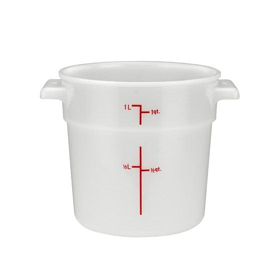 Winco Storage & Transport Each Winco PPRC-1W 1 Quart Round Storage Container with Handles and Graduation Markings | Denson CFE