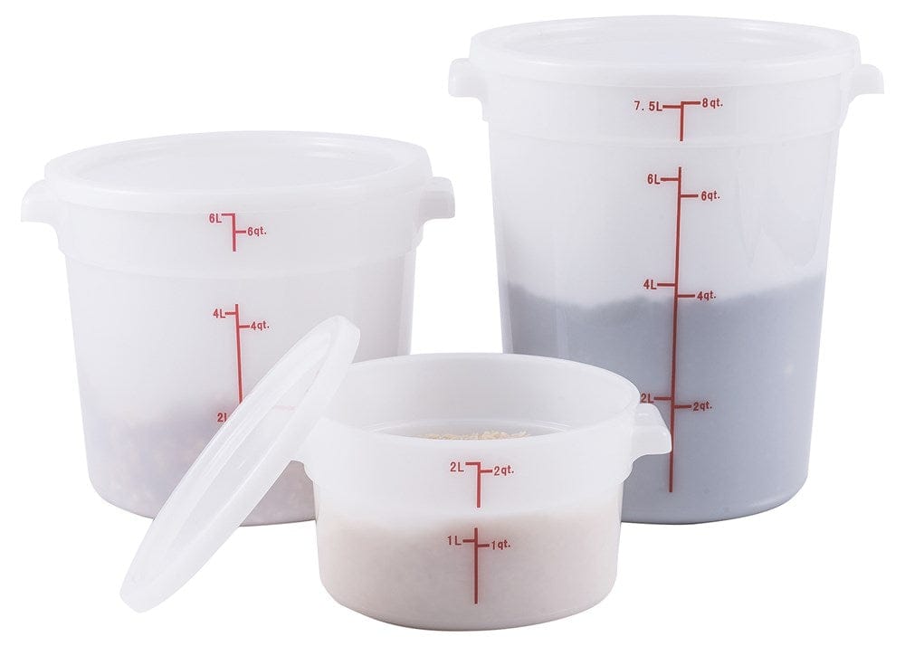 Winco Storage & Transport Each Winco PPRC-2W 2 Quart Round Storage Container White BPA Free Dishwasher Safe | Denson CFE