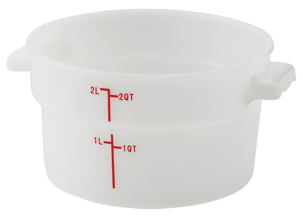 Winco Storage & Transport Each Winco PPRC-2W 2 Quart Round Storage Container White BPA Free Dishwasher Safe | Denson CFE