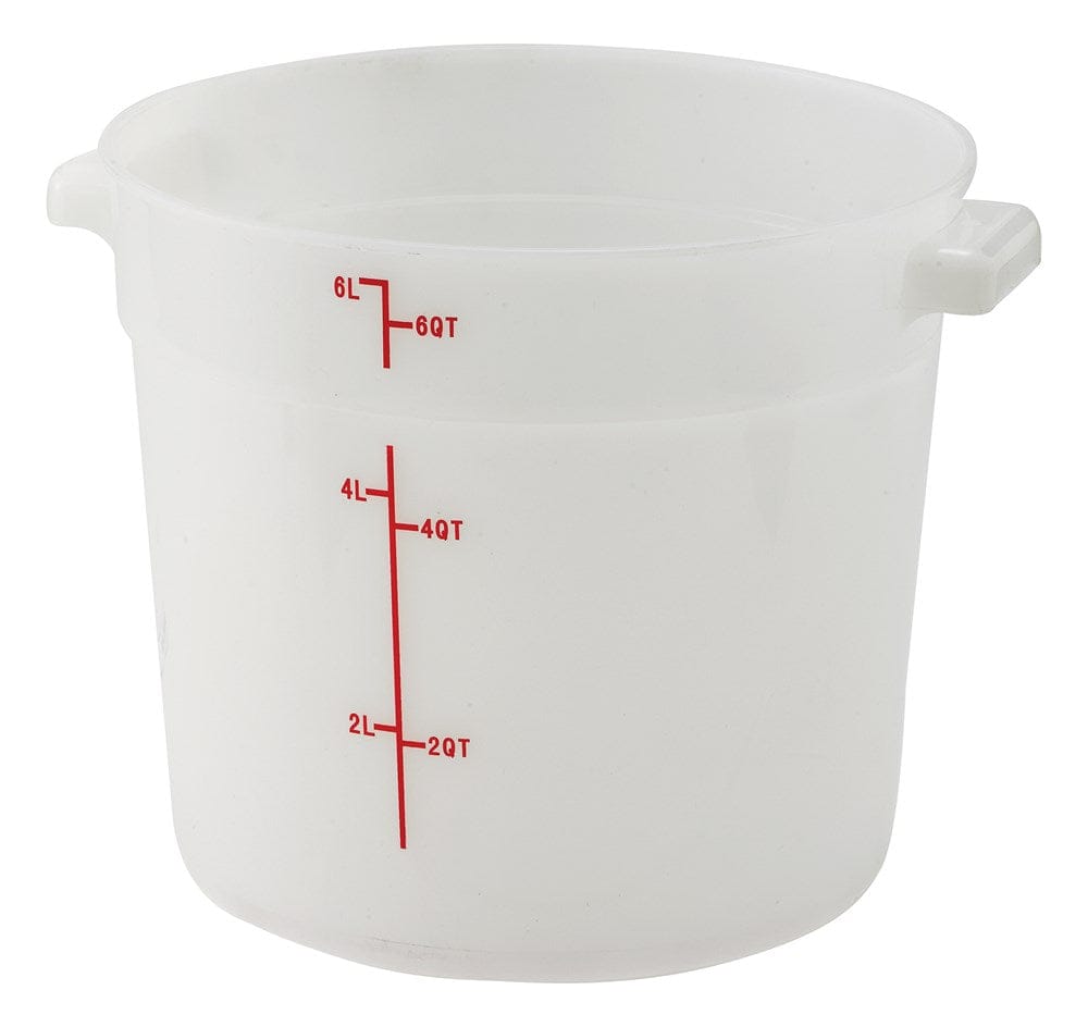 Winco Storage & Transport Each Winco PPRC-6W 6 Quart White Food Storage Container with Built In Handles and Stain Resistance | Denson CFE