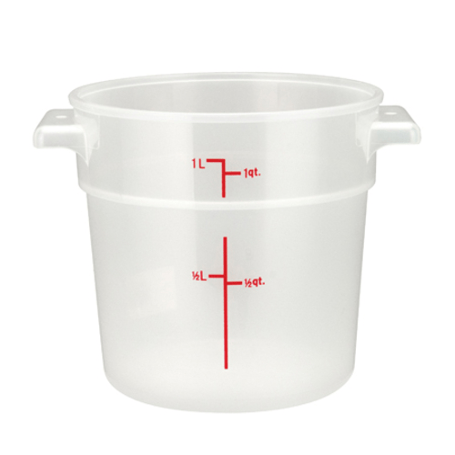 Winco Storage & Transport Each Winco PTRC-1 Translucent Round Storage Container 1 Quart with Built-in Handles | Denson CFE