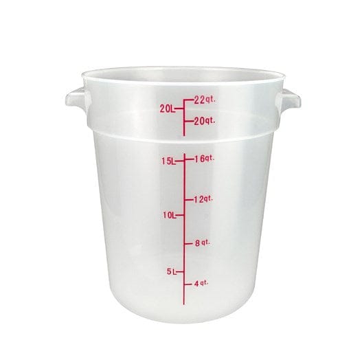 Winco Storage & Transport Each Winco PTRC-22 22 Quart Round Translucent Storage Container with Handles and Graduation Markings | Denson CFE