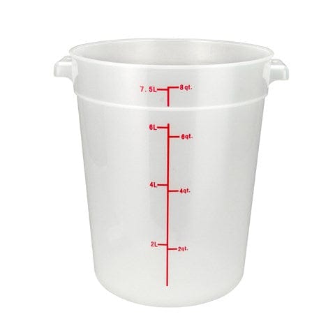Winco Storage & Transport Each Winco PTRC-8 Translucent Round Storage Container 8 Quart with Built-In Handles and Measurement Markings | Denson CFE