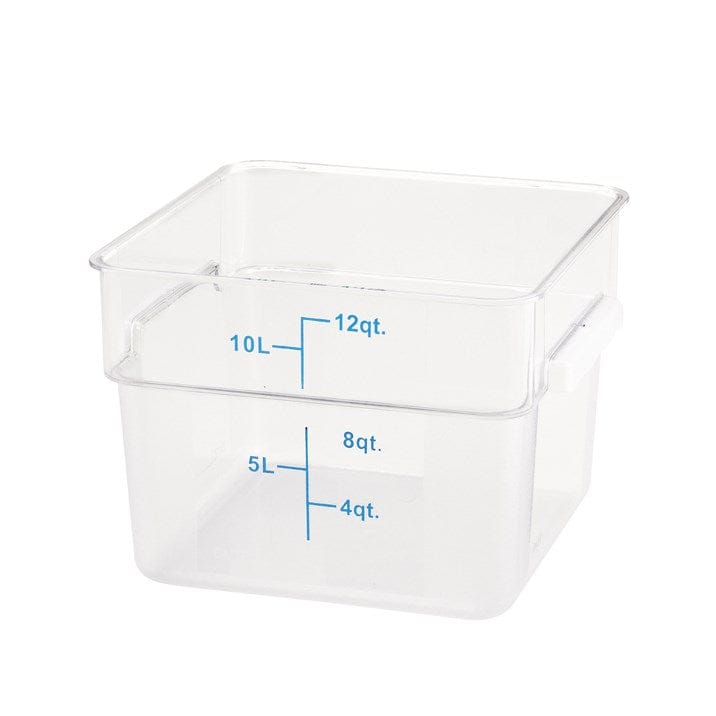 Winco Storage & Transport Each Winco PTSC-12 12 Quart Translucent Square Storage Container with Built-In Handles | Denson CFE