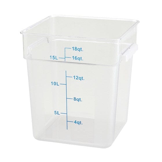 Winco Storage & Transport Each Winco PTSC-18 18 Quart Translucent Square Storage Container with Handles | Denson CFE