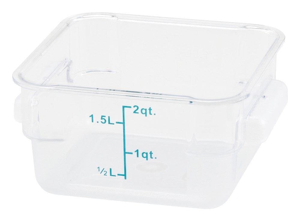 Winco Storage & Transport Each Winco PTSC-2 2 Quart Translucent Square Storage Container With Handles | Denson CFE