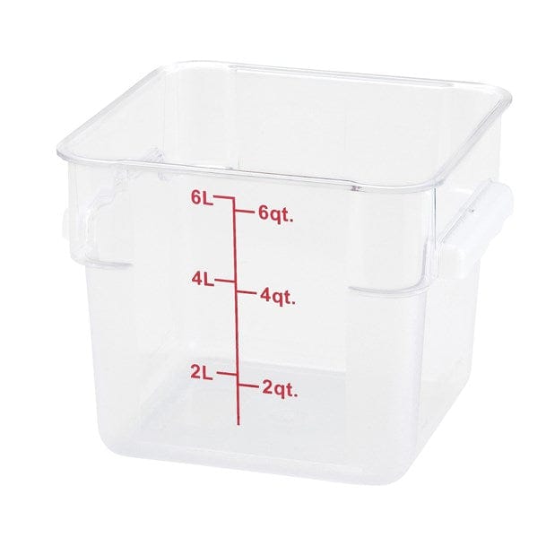 Winco Storage & Transport Each Winco PTSC-6 6 Quart Polypropylene Square Food Storage Container | Denson CFE