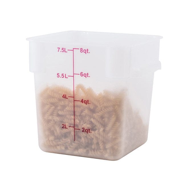 Winco Storage & Transport Each Winco PTSC-8 Polypropylene 8 Quart Square Food Storage Container | Denson CFE