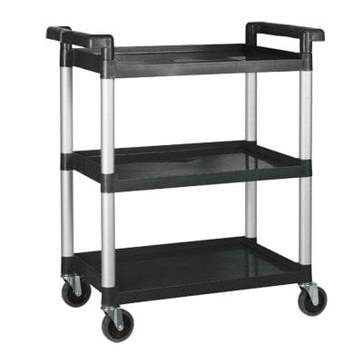 Winco Storage & Transport Set / Black Winco UC-2415K 3-Tier Black Plastic Utility Cart for Easy Transport | Denson CFE