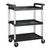 Winco Storage & Transport Set / Black Winco UC-2415K 3-Tier Black Plastic Utility Cart for Easy Transport | Denson CFE