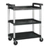 Winco Storage & Transport Set / Black Winco UC-2415K 32" x 16" x 37" 3-Tier Black Plastic Utility / Bus Cart