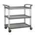Winco Storage & Transport Set Winco UC-3019G 3-Tier Gray Plastic Utility Bus Cart for Heavy Duty Use | Denson CFE