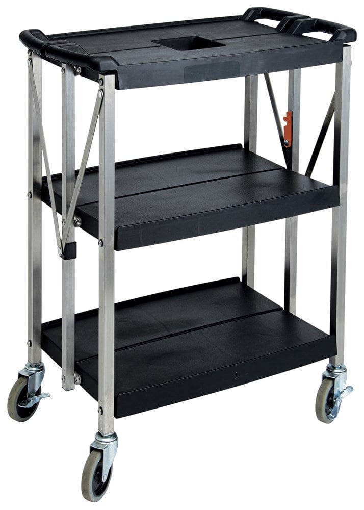 Winco Storage & Transport Set Winco UCF-2916K Folding Utility Cart with Durable Polypropylene Shelves and Stainless Steel Uprights | Denson CFE