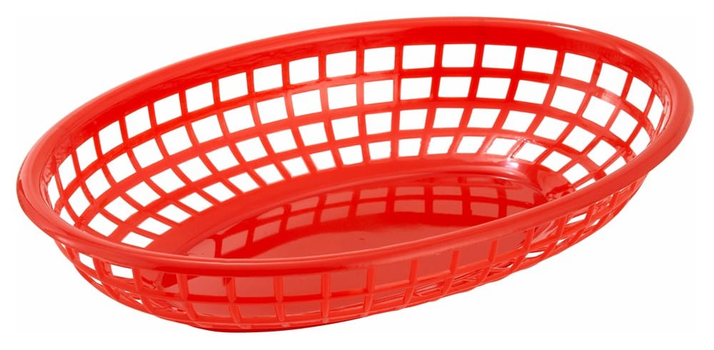 Winco Tabletop & Serving Dozen / Red Winco PFB10R Premium Red Oval Fast Food Basket 9.5 Inch | Denson CFE