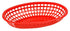 Winco Tabletop & Serving Dozen / Red Winco POB-R Oval Fast Food Basket - 10 1/4" x 6 3/4" x 2", Heavy Duty Premium Plastic, Red