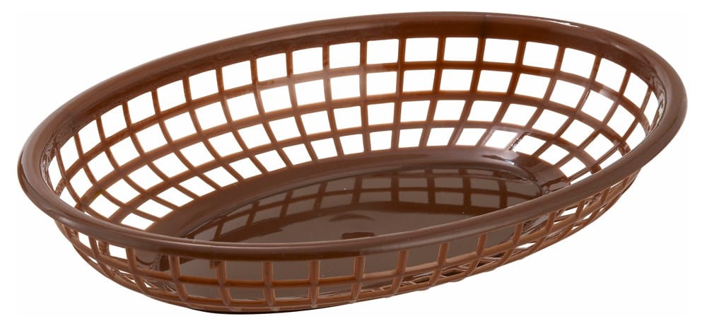 Winco Tabletop & Serving Dozen Winco PFB-10B Fast Food Basket Oval Brown 9-1/2 inches x 5 inches x 2 inches | Denson CFE