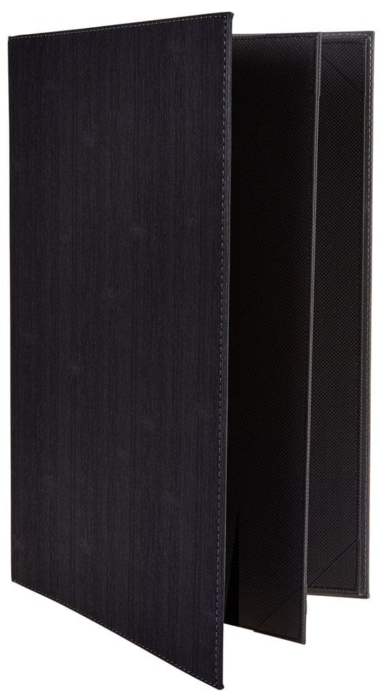 Winco Tabletop & Serving Each / Black Winco LMF-811BK Four-View Leather-Like Menu Cover for 8.5 x 11 Inserts Black | Denson CFE