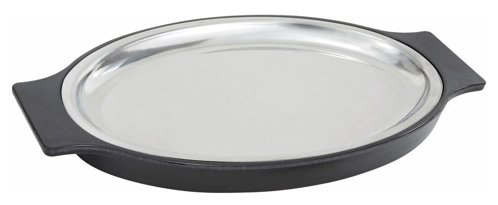 Winco Tabletop & Serving Each / Black Winco SWU-11 Black Oval Bakelite Plastic Underliner for Stainless Steel Sizzler Platter | Denson CFE