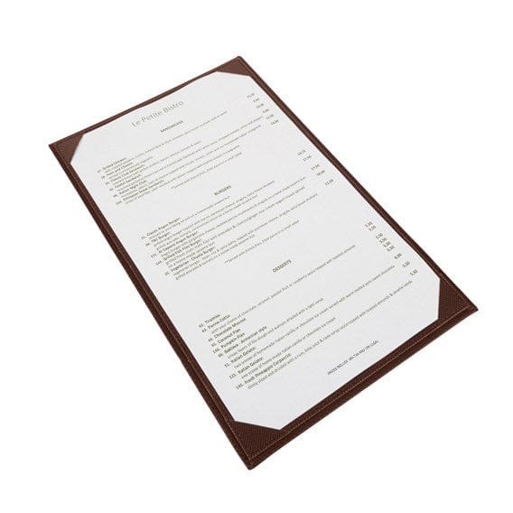 Winco Tabletop & Serving Each Winco LMS-814BN Single View Legal Size Menu Cover for 8-1/2 x 14 Inch Inserts Brown | Denson CFE