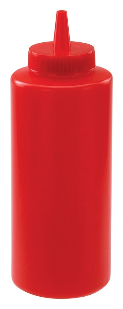 Winco Tabletop & Serving Pack / Red Winco PSB-12R Red 12oz Squeeze Bottles Pack of 6 BPA Free Plastic | Denson CFE