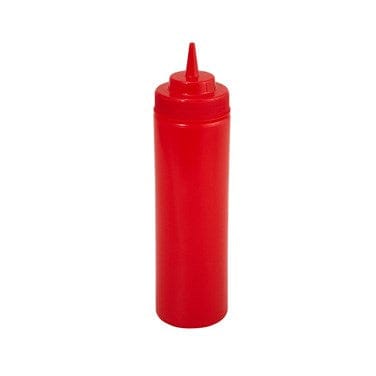 Winco Tabletop & Serving Pack / Red Winco PSW-24R 24 oz. Red Wide Mouth Squeeze Bottle - 6/Pack | Denson CFE