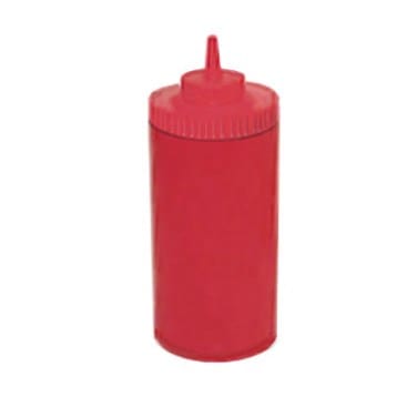 Winco Tabletop & Serving Pack / Red Winco PSW-32R 32 oz. Red Wide Mouth Squeeze Bottle - 6/Pack