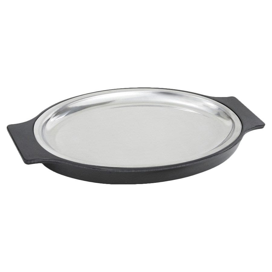 Winco Tabletop & Serving Set Winco SIZ-11ST Stainless Steel Sizzle Platter Set with Bakelite Underliner 11 Inch | Denson CFE