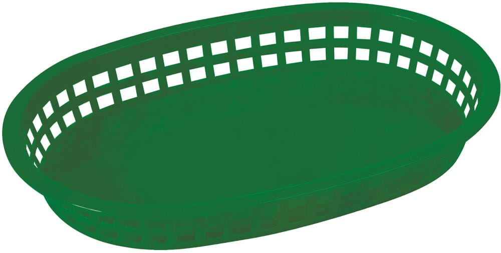 Winco Unclassified Dozen / Green Winco PLB-G Oval Fast Food Basket 10 3/4 x 7 1/4 Green Durable Plastic | Denson CFE