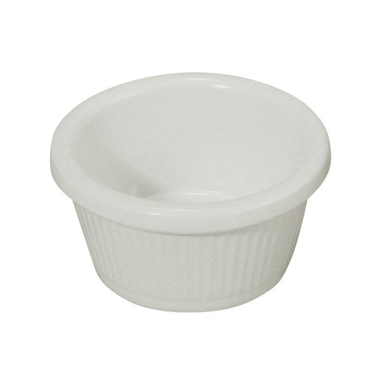 Winco Unclassified Dozen Winco RFM-2W 2 Oz. Fluted White Melamine Ramekin - 12/Pack | Denson CFE