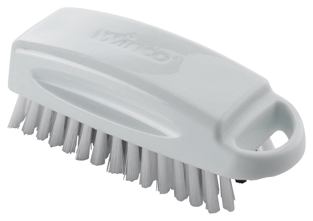 Winco Unclassified Each / Black Winco BRN-52 Nail Brush 5.625 inches x 2 inches White and Black Bristles Plastic Handle | Denson CFE