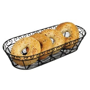 Winco Unclassified Each / Black Winco WBKG-15 Stylish Black Wire Bread and Fruit Basket 15 x 6.25 x 3 | Denson CFE