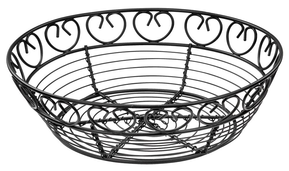 Winco Unclassified Each / Black Winco WBKG-8R Black Wire Round Bread and Fruit Basket 8 Inch | Denson CFE