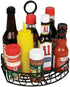 Winco Unclassified Each / Black Winco WBKH-6SB Oblong Condiment Caddy Black Wire 8-1/4 x 6-1/4 x 9 Inch | Denson CFE