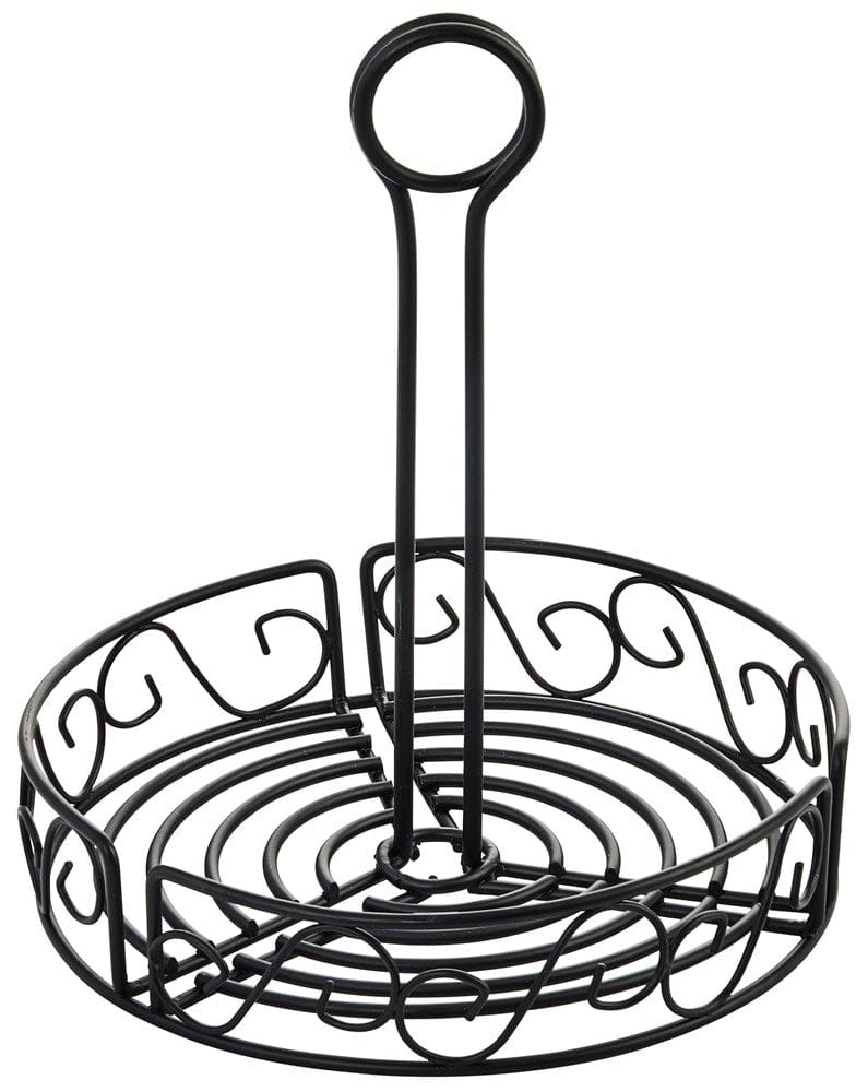 Winco Unclassified Each / Black Winco WBKH-7R Round Black Wire Condiment Caddy 7.5 Inch | Denson CFE