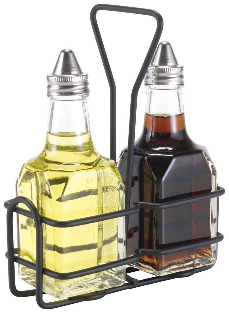 Winco Unclassified Each / Black Winco WH-3K Cruet Rack for Six Ounce Oil and Vinegar Bottles Black Coating | Denson CFE