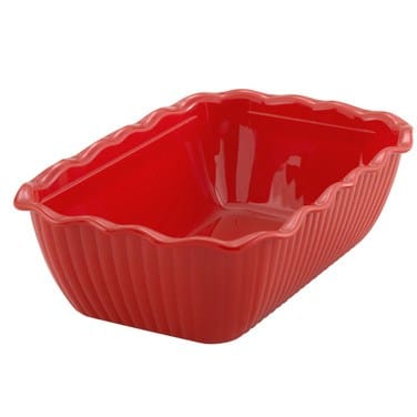 Winco Unclassified Each / Red Winco CRK-10R Deli Crock Red Fluted Rectangular Container 10 Inch x 7 Inch x 3 Inch | Denson CFE