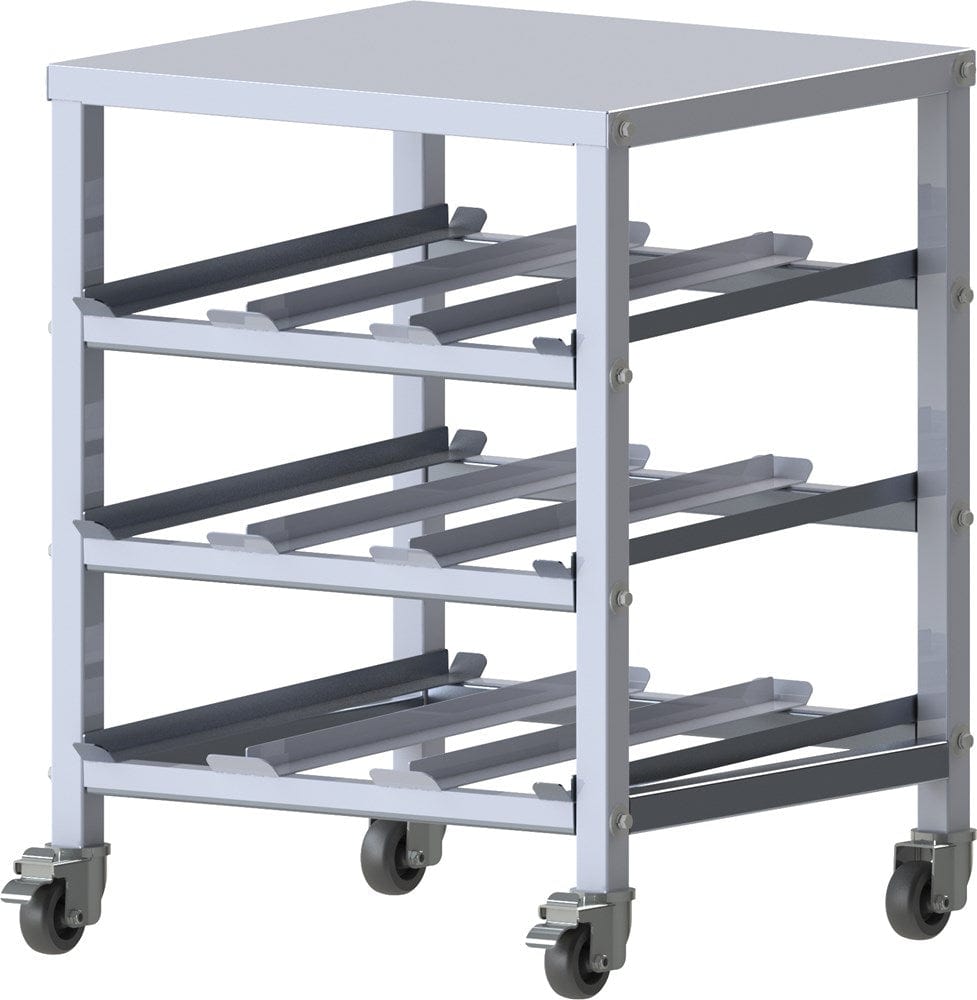 Winco Unclassified Each Winco ALCR-3M Mobile Under-Counter 3-Tier Can Storage Rack