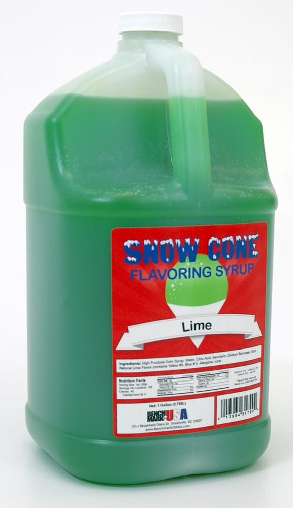Winco Unclassified Each Winco Benchmark 72005 Shaved Ice Snow Cone Syrup 1 Gallon Lime